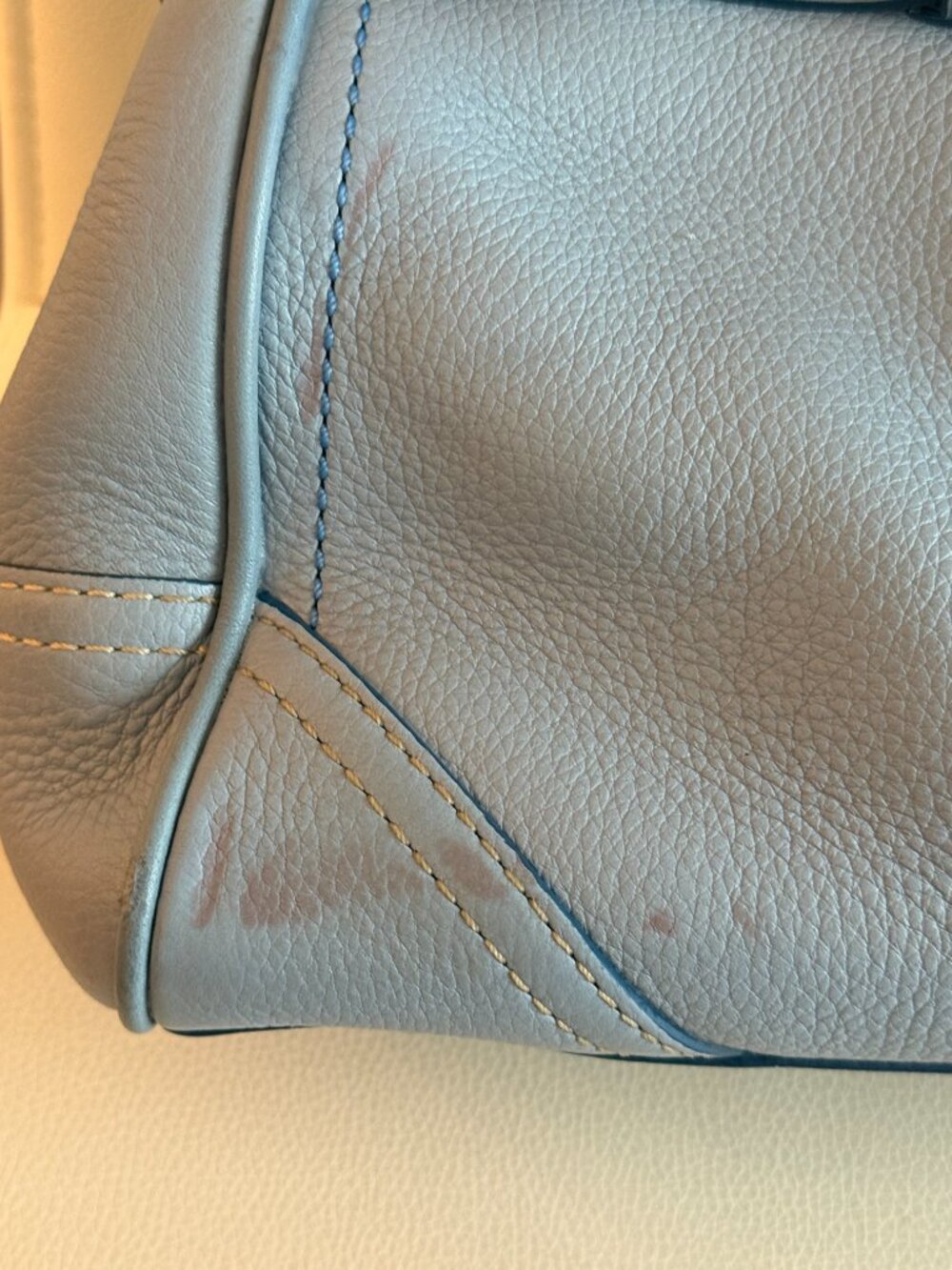 RARE Vintage Y2K Coach Hamptons Light Blue Leather Belted Carryall Satchel Bag - Picture 3 of 8